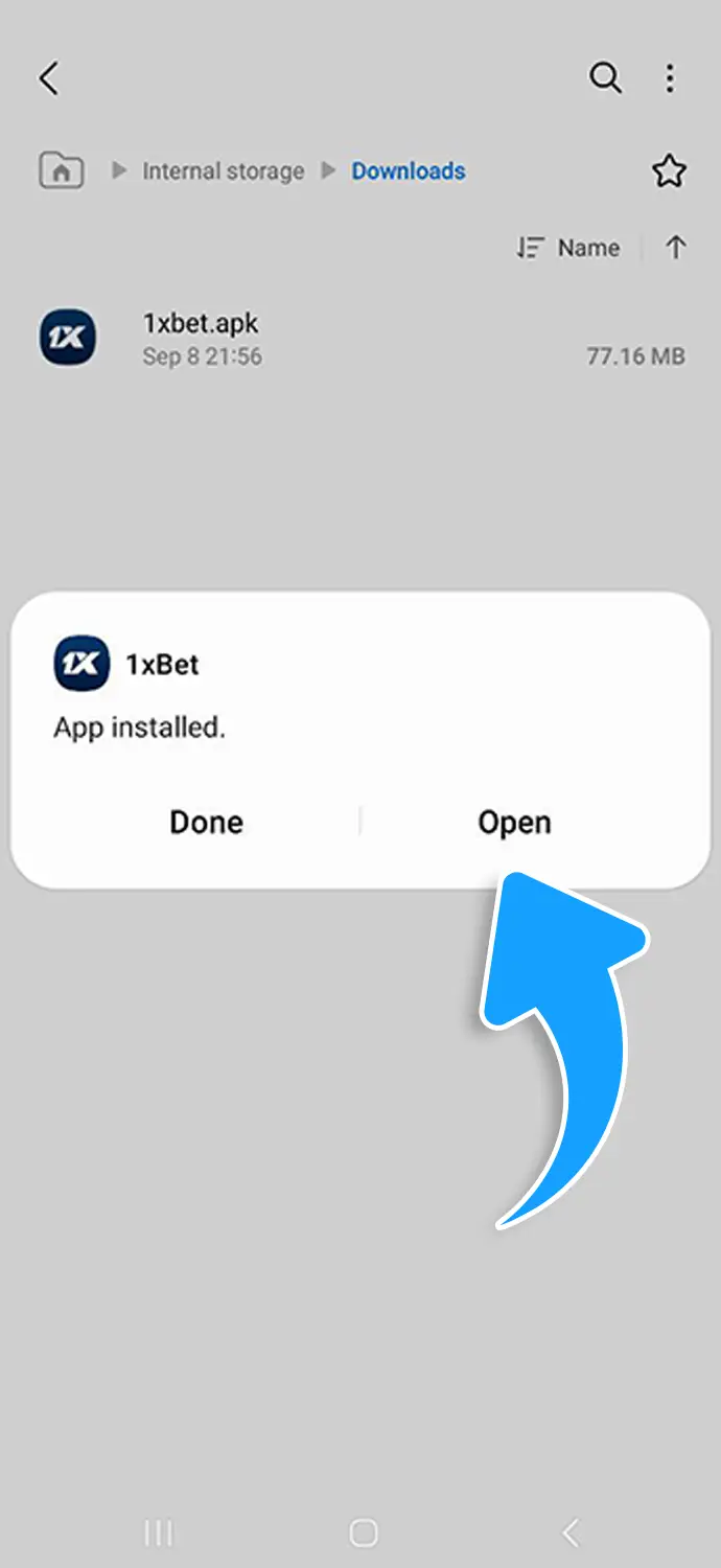 Start the 1xBet app on the phone