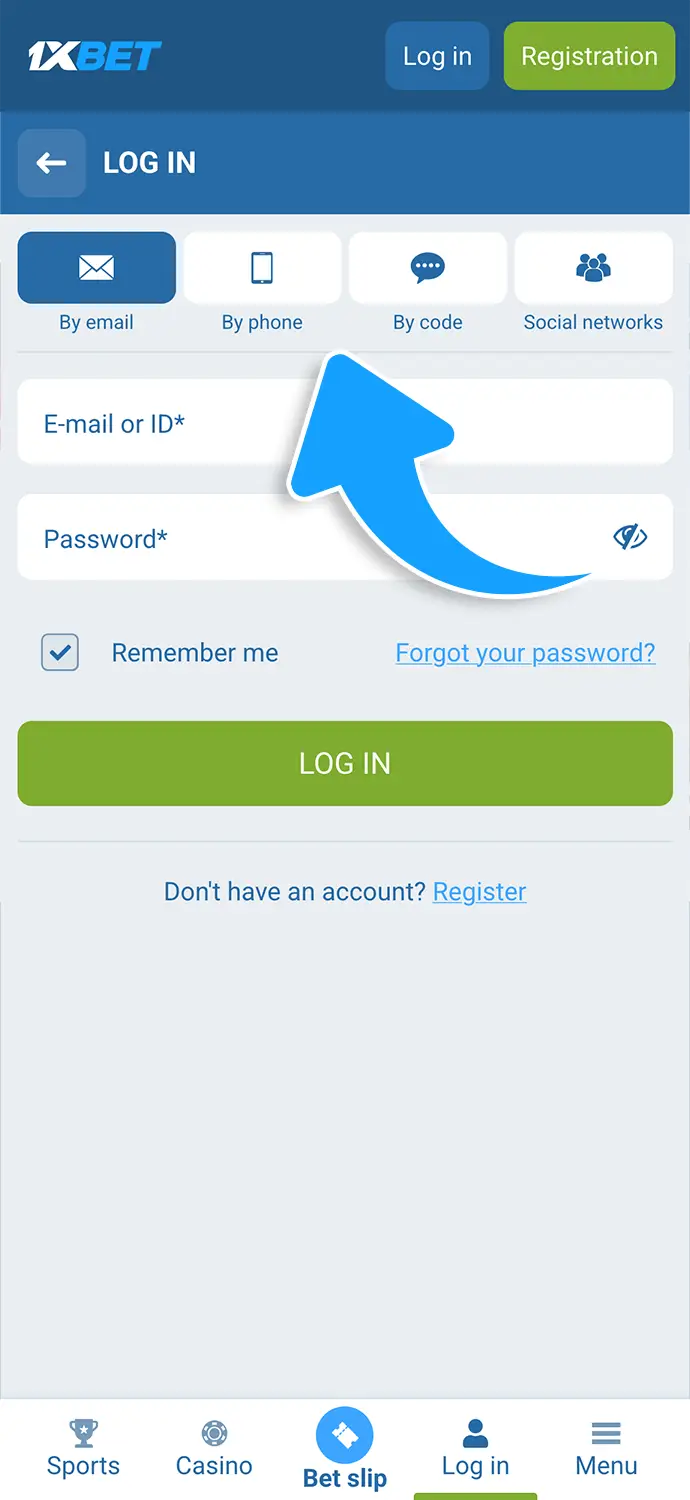 Choose a sign-in method: email address, phone number, or account ID