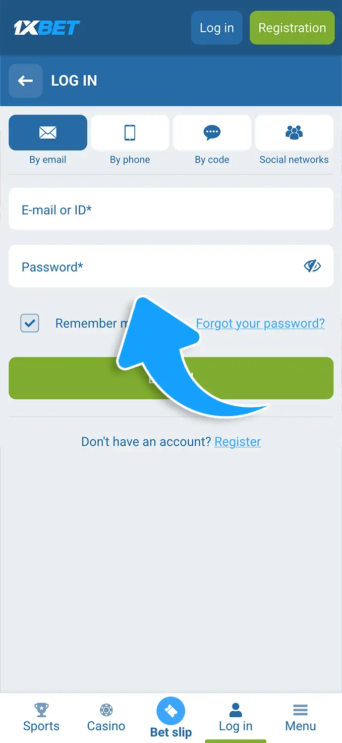 Enter the registered details and password