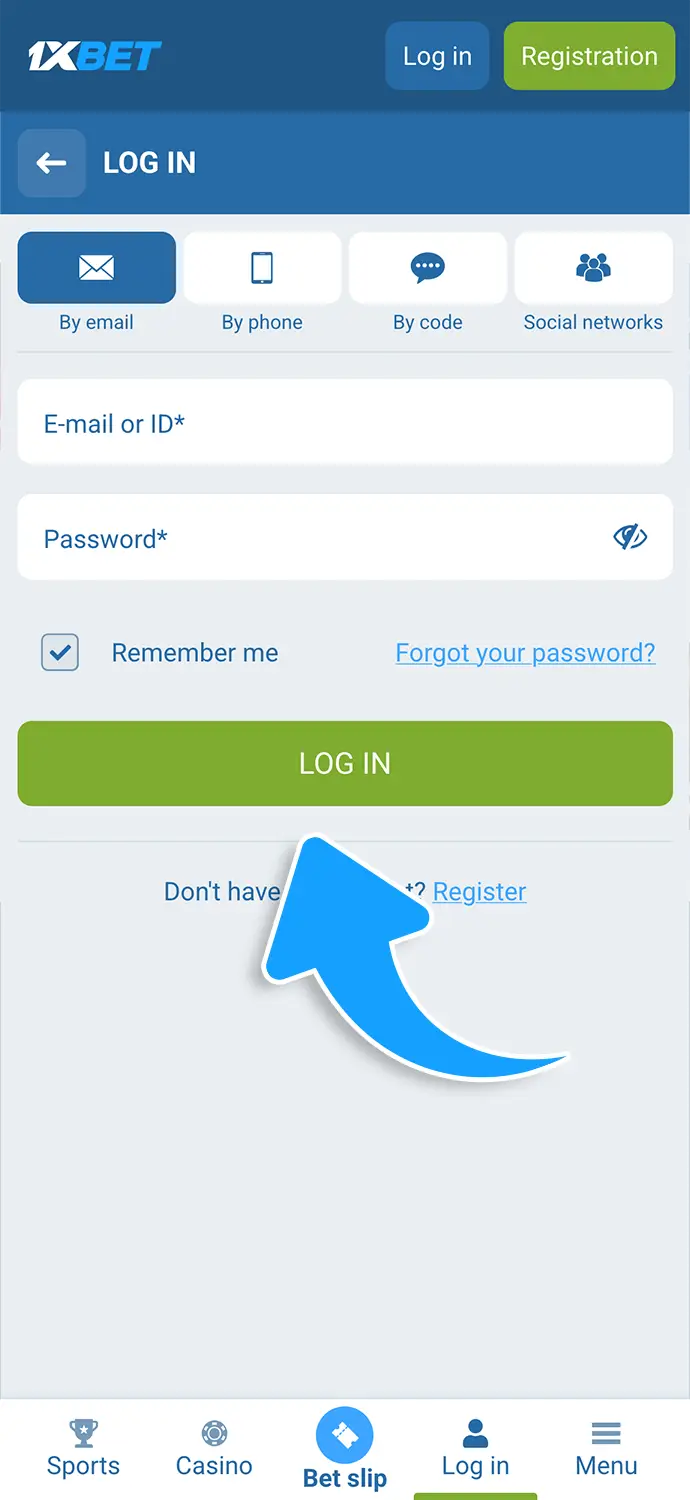 Tap Log In to open the account