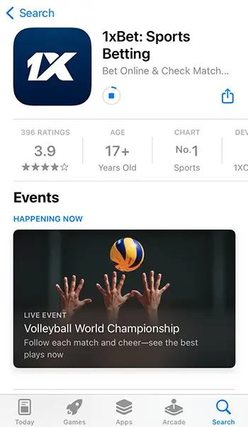 Wait for installation to finish, and locate the 1xBet icon on the home screen