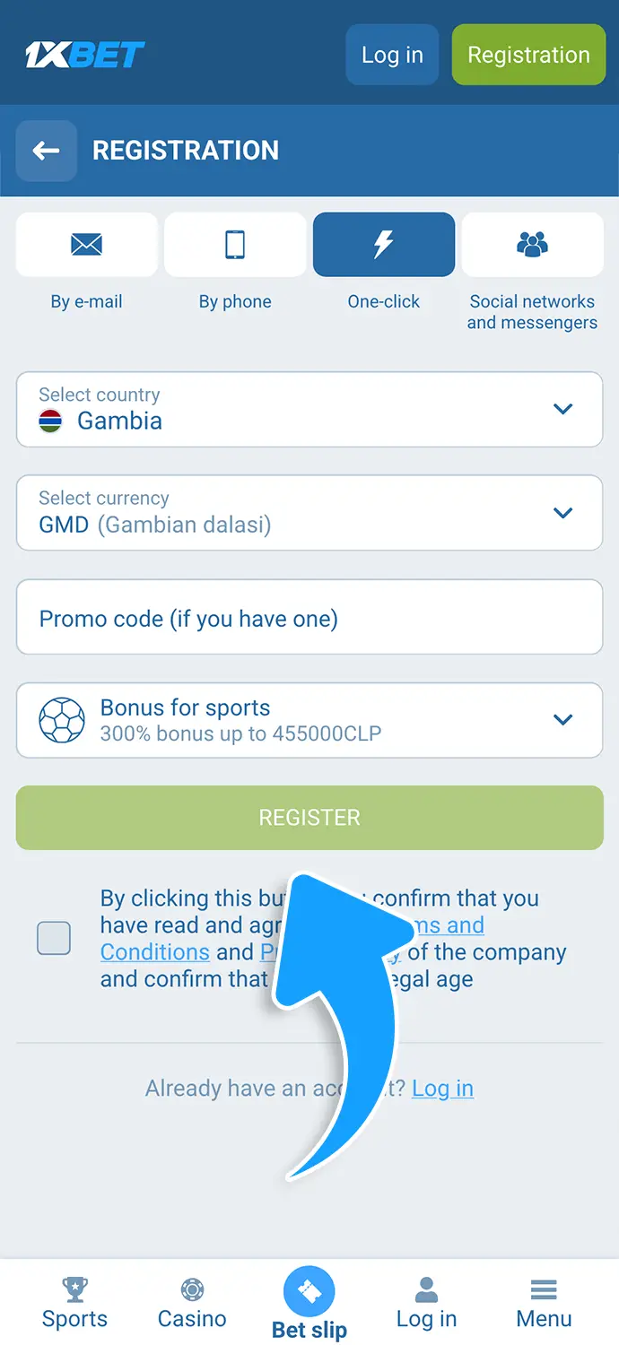 Tap Register and follow the activation step sent to the registered phone or email